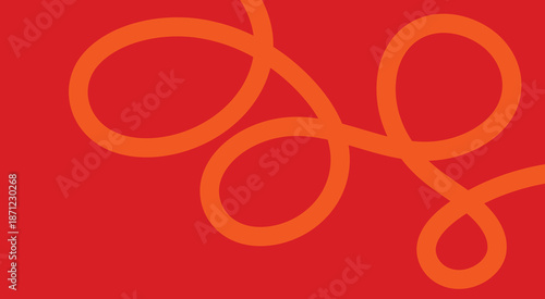 Abstract Red Background with Minimalist Orange Swirl Line Art - Modern Graphic Design for Creative Backdrops, Banners, and Artistic Layouts