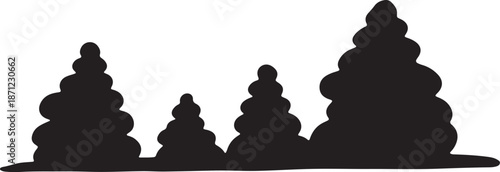 Black Silhouette of Stacked Stones or Cairns Landscape