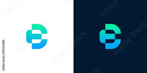 Modern abstract geometric lettermark logo design featuring a vibrant blue-green gradient, ideal for innovative technology, digital marketing, or creative business branding and corporate identity