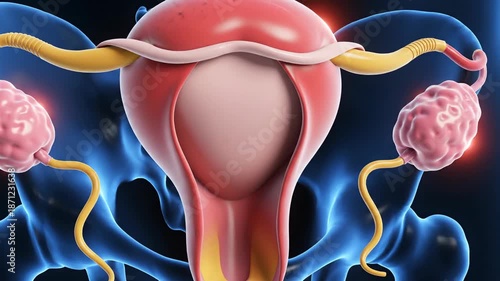 Anatomical illustration of human female reproductive system