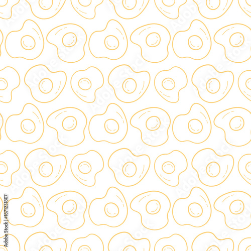 Cute Seamless Pattern with Fried Egg