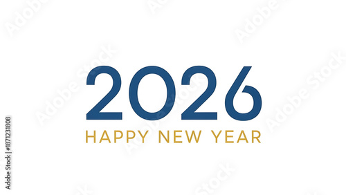 A colorful graphic celebrating the year 2026 with a happy new year message