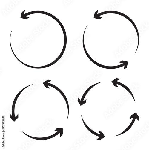 Black arrows in circular motion white