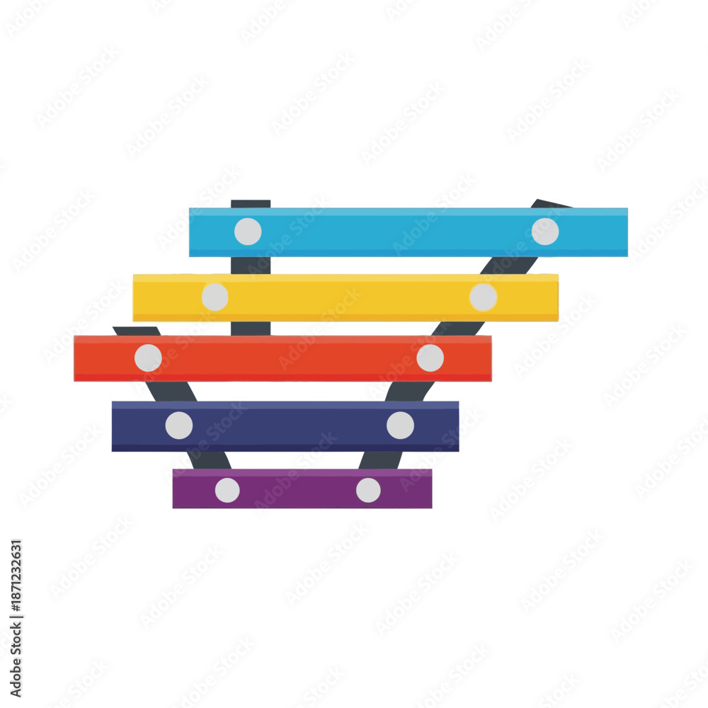 Obraz premium Colorful xylophone with wooden bars and mallets.
