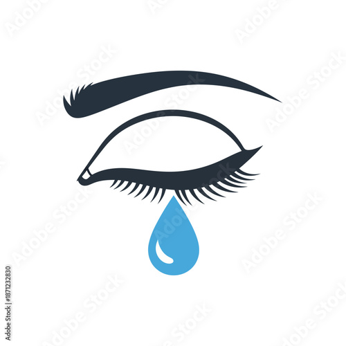 An eye with a tear falling from it, representing sadness or emotion.