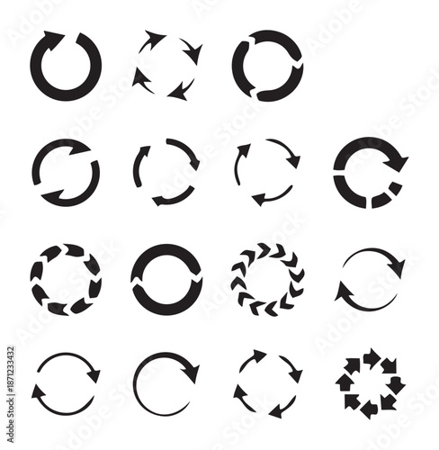 Black circular arrow white arrows symbols