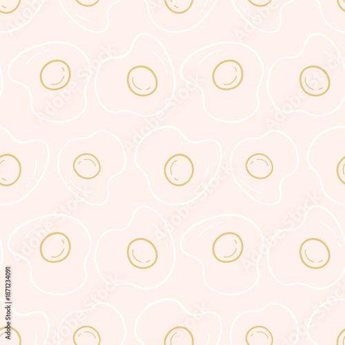 Cute Seamless Pattern with Doodle Fried Egg