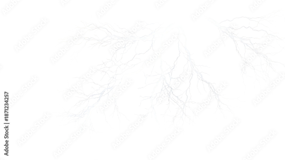 Fototapeta premium White Lightning Strike Isolated on Transparent Background