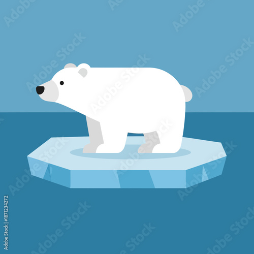 Polar bear standing on a melting ice floe.