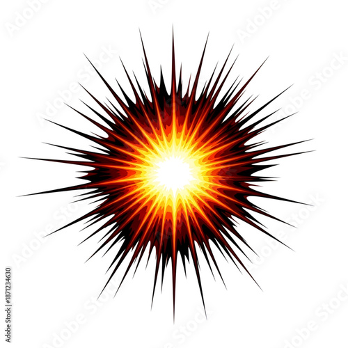 Dynamic burst of light with radiant spikes and vibrant yellow core