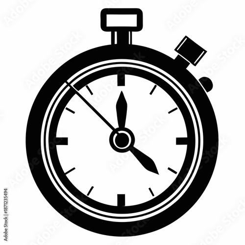 Classic stopwatch icon black and white time measurement tool
