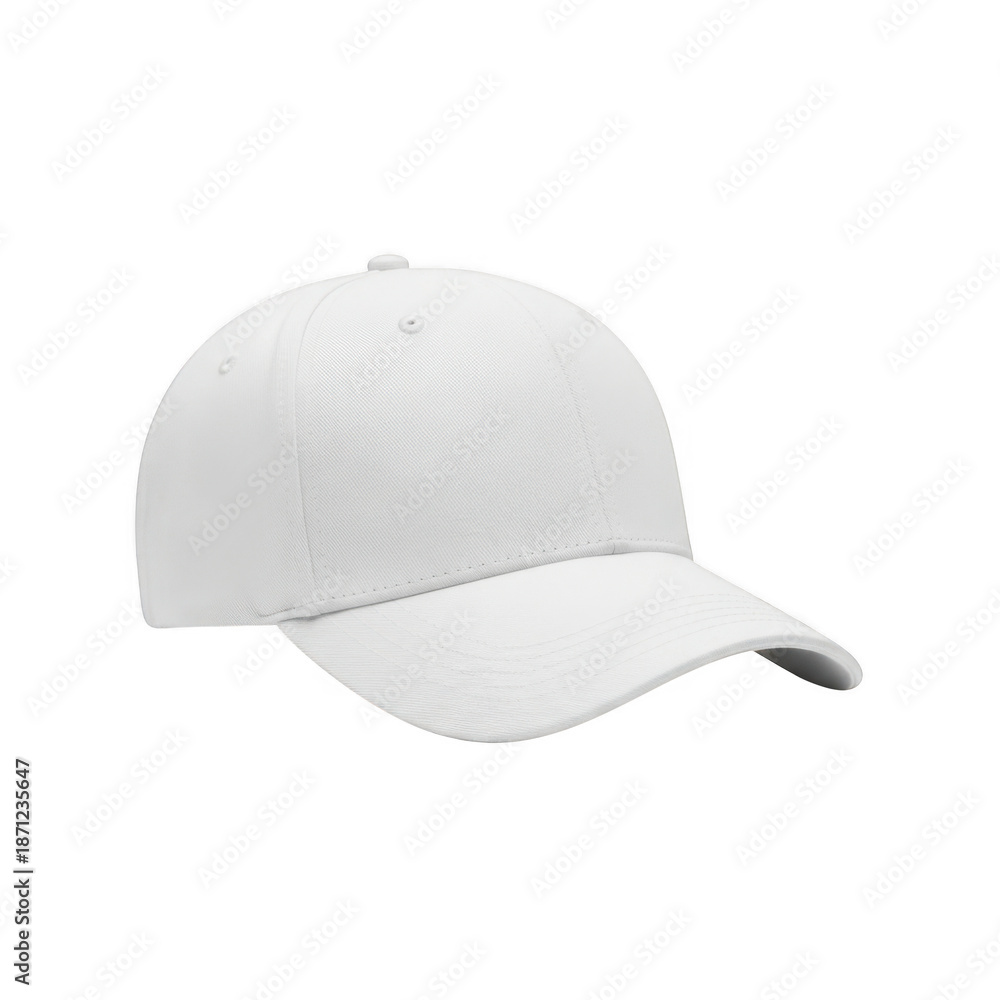 Fototapeta premium Simple white baseball cap isolated on transparent background