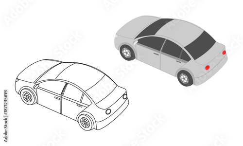 isometric car vector illustration isolated on white background.