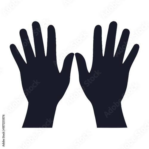 Two dark silhouettes of open hands facing forward.