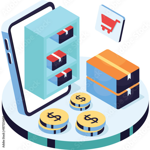Online Shopping Isometric Illustration