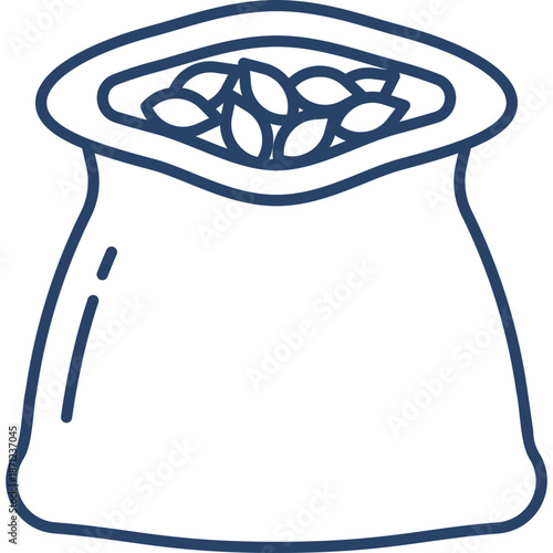 Open bag with seeds or grains