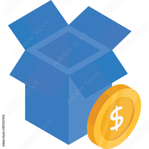 Open Blue Box and Gold Coin