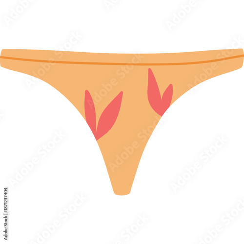 Orange bikini bottom with pink floral pattern