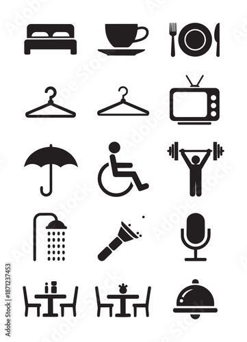 Black of hotel amenities and services white