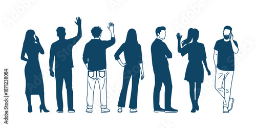Business Team Silhouette Illustration, Office Communication and Collaboration Concept