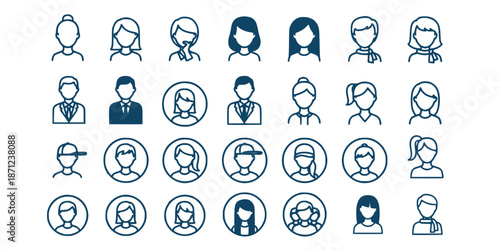 Avatar Icons Collection, User Profile and People Face Symbols Set