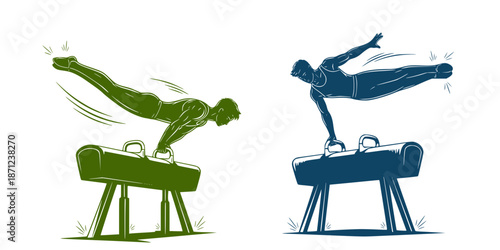 Gymnast Vault Jump Silhouette, Athletic Strength and Motion Concept Art