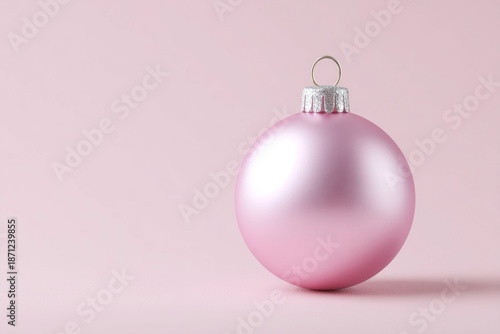 pink christmas ornament on a pink background