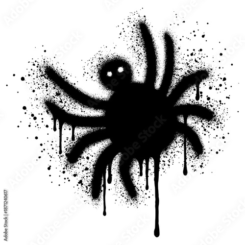 Spider graffiti with black spray paint.