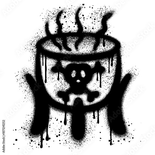 Foto Witch's cauldron with poisonous potion in graffiti style