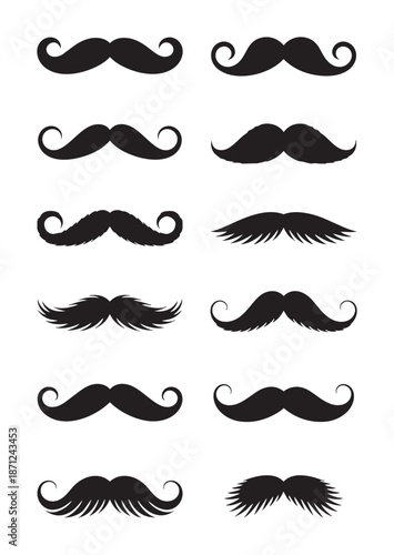 Various black mustache styles white facial