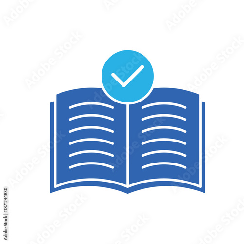 Icon a Guideline open book checkmark manual instruction policy, isolated against a clean background.