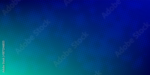 halftone with blue-green gradation, abstract background pattern, neon light reflecting walls and floors, dark colors, and feel the speed of digital technology connected with blue-green background.