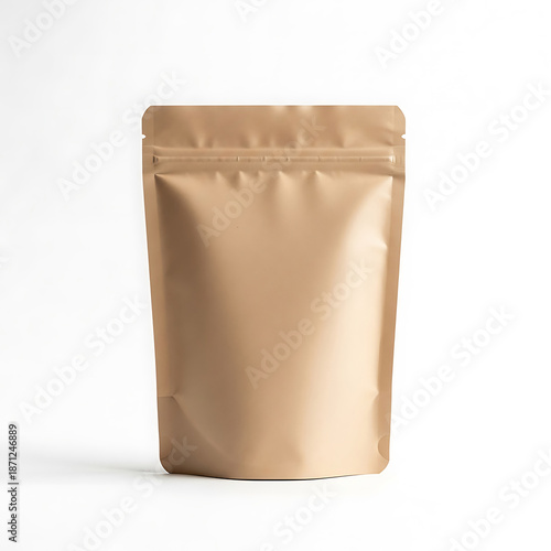 Kraft Paper Stand Up Pouch PNG Transparent | Blank Food Coffee Tea Snack Packaging Mockup