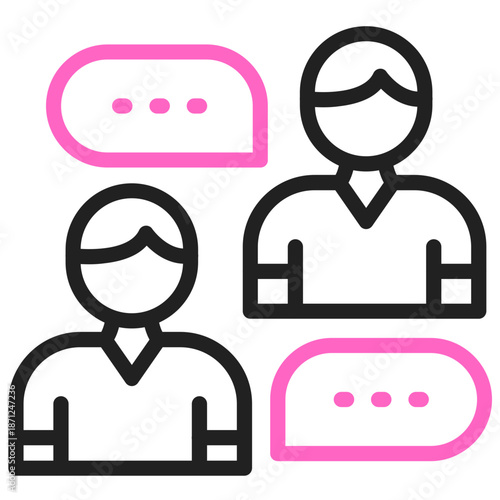 Conversation in Progress: Illustration of two individuals engaged in a dialogue, with speech bubbles conveying the essence of communication and idea sharing.