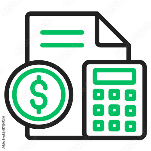 Accounting Icon: A symbolic representation of financial concepts, with a focus on money, bills, and calculations, perfect for illustrating financial discussions and concepts.