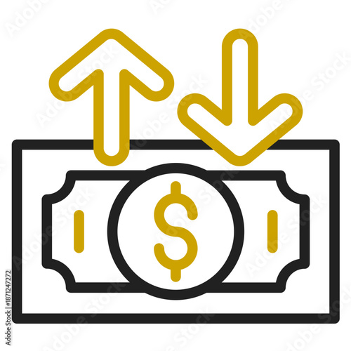 Financial Flux: Conceptual financial illustration depicts the fluctuating nature of currency value, symbolising the rises and falls inherent in the world of finance, investment, and market activity.
