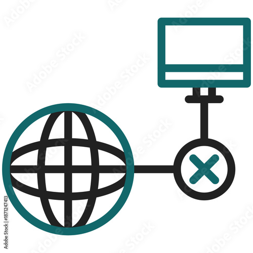 Global Network Disconnection: Depicting a globe interlinked with a computer screen, signifying the abrupt halt of international connectivity.