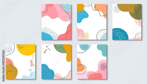 Abstract Art Backgrounds with Organic Shapes and Pastel Colors.