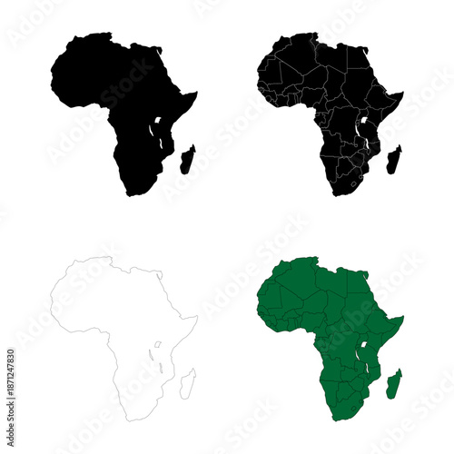African continent in high resolution with the borders of States Africa map