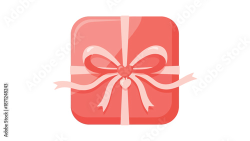 A Pink Gift Box with a Ribbon and Heart Charm present