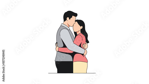 Couple Embracing Tenderly Silhouette Illustration love embrace