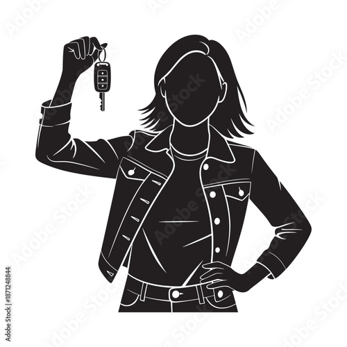 Woman proudly displaying car keys a symbol of freedom and ownership