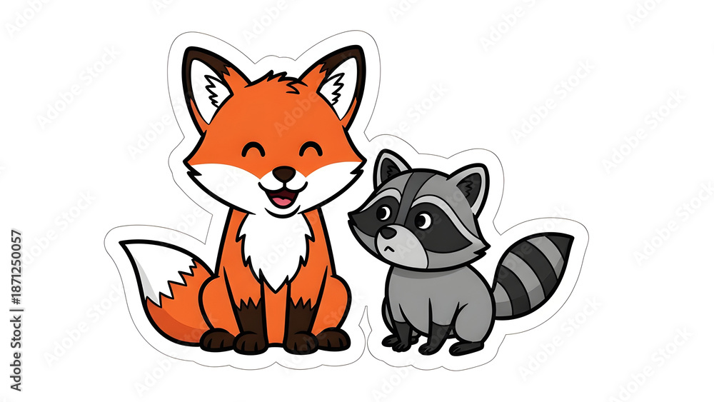 Obraz premium Fox & Raccoon