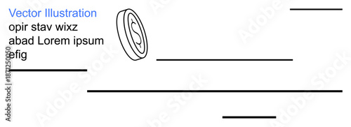 Finance, business strategy, currency concepts, marketing, graphic design, presentation. Dollar coin and text placeholders on a clean background. Finance and business strategy