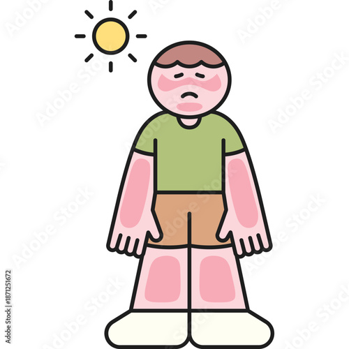 Person with sunburn under the sun