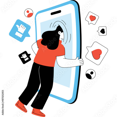 Person interacting with social media on a smartphone