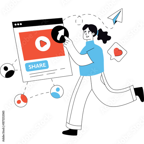 Person interacting with social media content and sharing