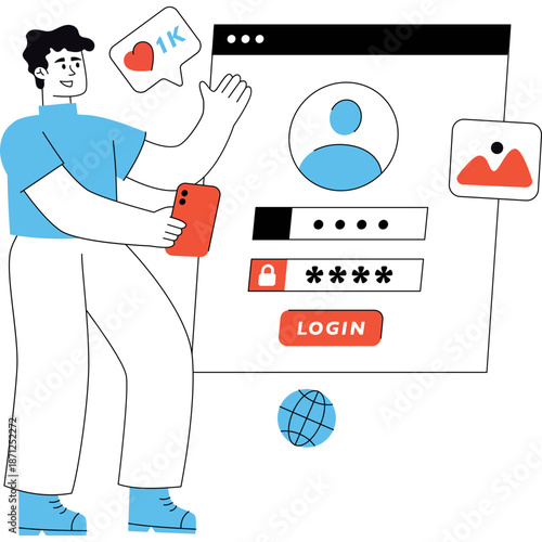 Person logging into online account on screen