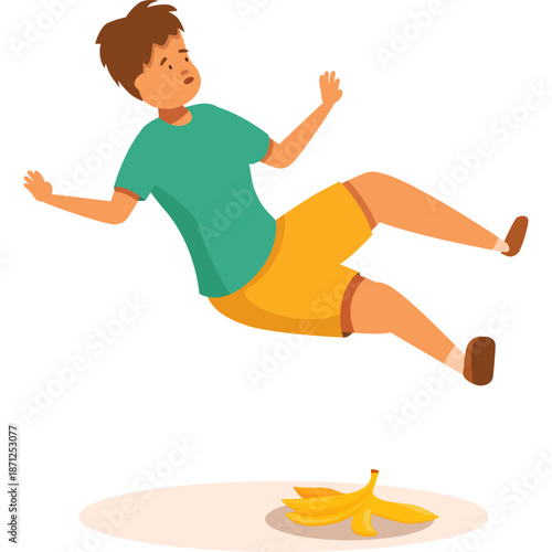 Person slipping on banana peel