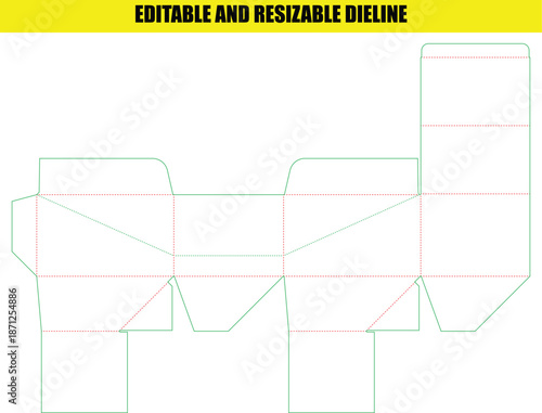 Editable Resizable Dieline Template for Custom Product Packaging Box